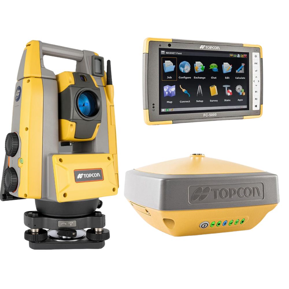 Tachimetr Topcon robotyczny Topcon GT-1203 rok prod. 2022 + Odbiornik HiPer VR r. prod. 2019 + kontroler FC-5000 r. prod. 2019