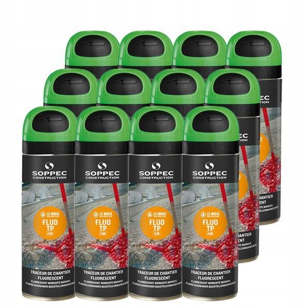 Farba geodezyjna SOPPEC FLUO TP 500 ml – fluorescencyjna farba w sprayu