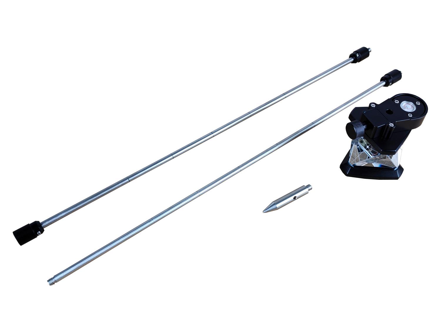 Powystawowy Survpoint mini pryzmat 360° przesuwany, z tyczką i libelą, stała 7mm (typ Topcon)