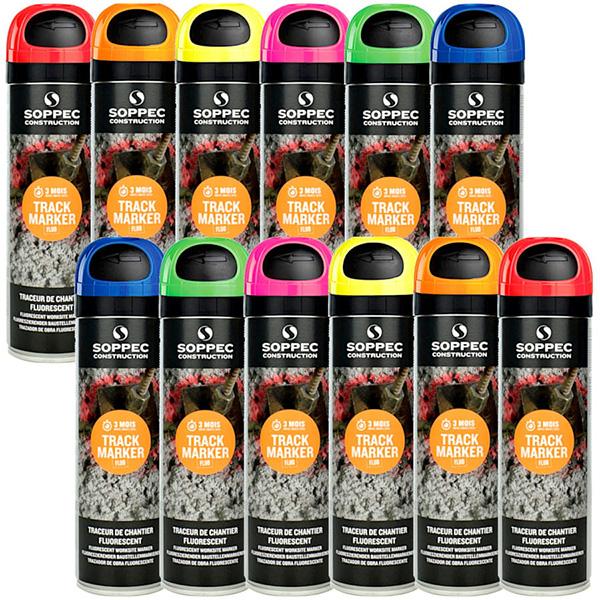 Farba geodezyjna SOPPEC Track Marker 500 ml – fluorescencyjna farba w sprayu