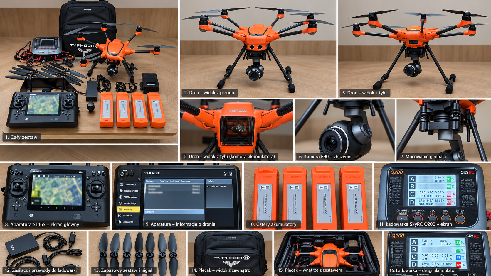 Yuneec H520 + E90 — ST16S, 4 akumulatory, SkyRC Q200, FV